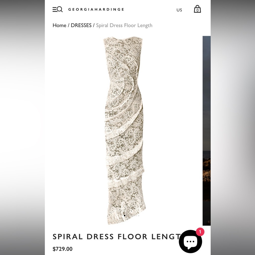 Georgia Hardinge White Lace Asymmetrical Gown with Nude Slip